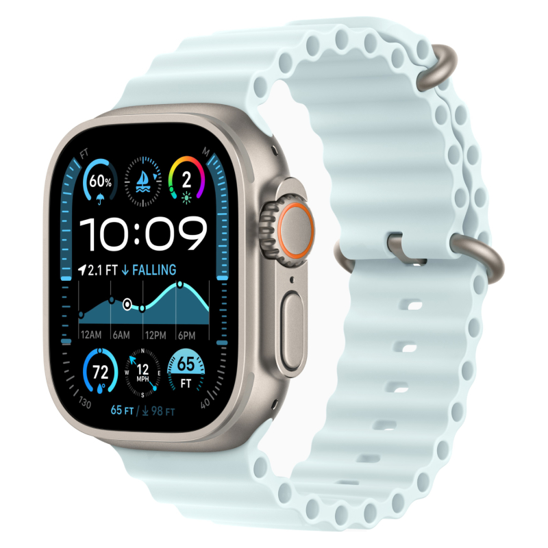 Apple Watch Ultra 2 GPS + Cellular, 49 мм, корпус из бежевого титана, ремешок Ocean голубого цвета